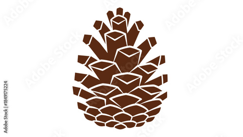 Stylized Minimalist Illustration of a Pine Cone in Brown Color for Nature and Botanical Design