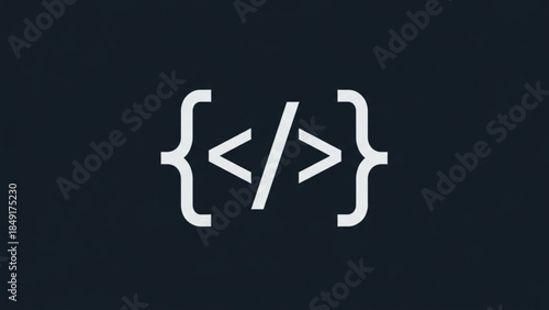 Programming Code Symbol Icon on Dark Background Minimalist Flat Vector Design