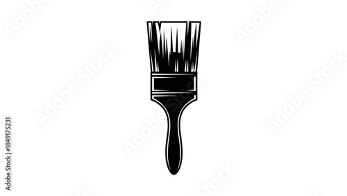 Minimalist Illustration of a Paintbrush Icon in Simple Black and White Design Perfect for Art and