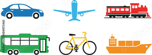 Various transportation modes icons