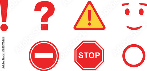 Collection of warning and informational road signs