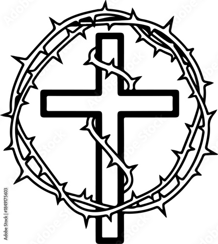 Crucifixion of Jesus Christ with Crosses and Sacred Doves Silhouette