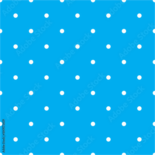 Tile vector pattern with white polka dots on pastel blue background