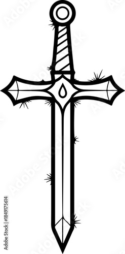 Crucifixion of Jesus Christ with Crosses and Sacred Doves Silhouette