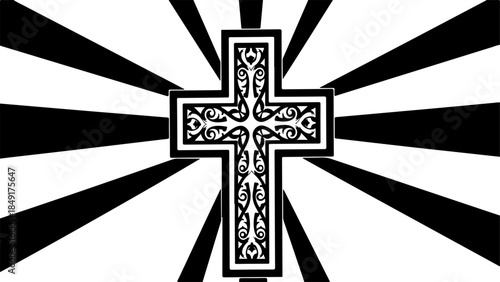 Crucifixion of Jesus Christ with Crosses and Sacred Doves Silhouette