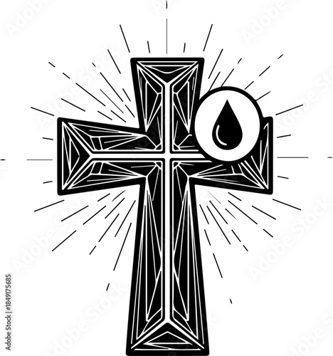 Crucifixion of Jesus Christ with Crosses and Sacred Doves Silhouette