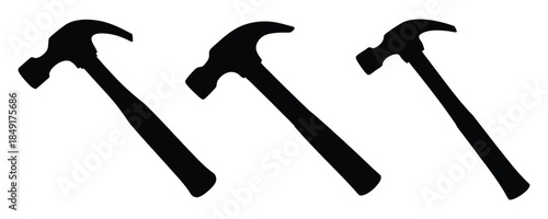 hammer icon vector silhouette, claw hammer tool vector illustration