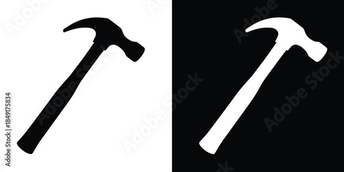 hammer icon vector silhouette, claw hammer tool vector illustration