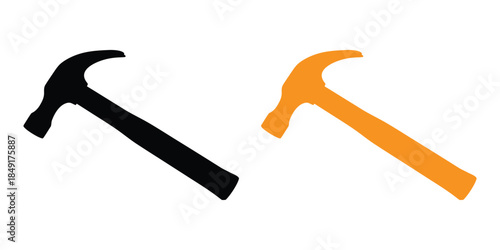 hammer icon vector silhouette, claw hammer tool vector illustration