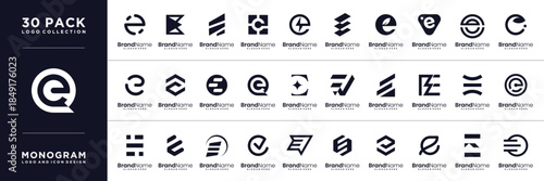 Set of Letter Initial E Abstract Logo Design Inspiration.