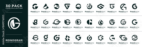 G letter vector with modern style logo design collection.