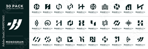 Set of Letter H logo icon design template elements.