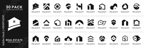 Set of minimalist home property logo design inspiration.