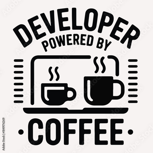 Developer Powered By Coffee Minimal Line T Shirt Design