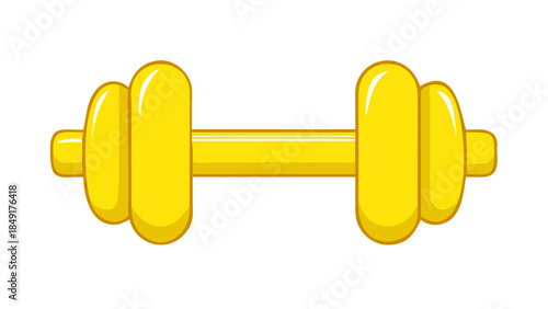 A bright yellow dumbbell icon representing strength, fitness, and weightlifting for exercise and workout graphics