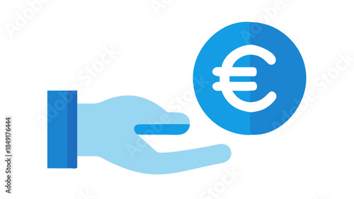 Hand holding euro coin, symbol of financial investment, payment, and euro currency