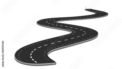 Dynamic conceptual road winding into the distance, symbolizing a future path, uncertain journey, or strategic direction for personal and professional progress