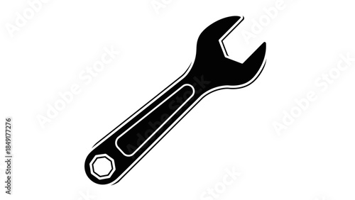 Iconic wrench silhouette emphasizing mechanical repair and tool symbolism