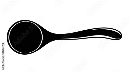 Illustration of a sleek modern spoon with smooth curves and minimalist design in silhouette style