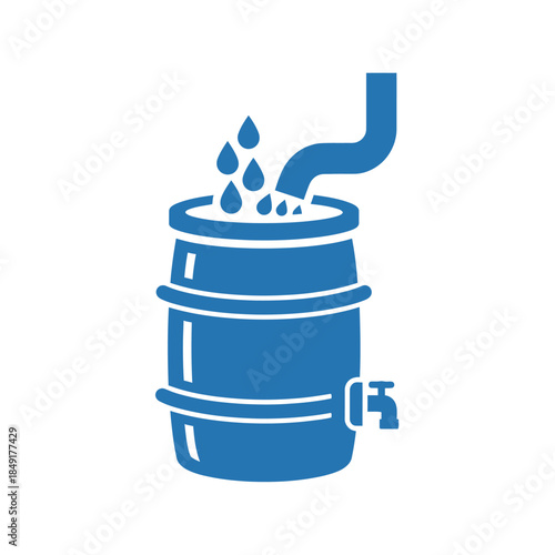 Blue oil drum with spout and water droplets leaking