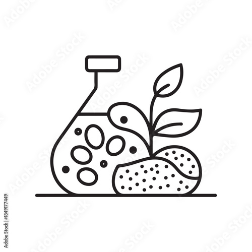 Bio Technology and Eco Science Concept Icon in Black and White Vector