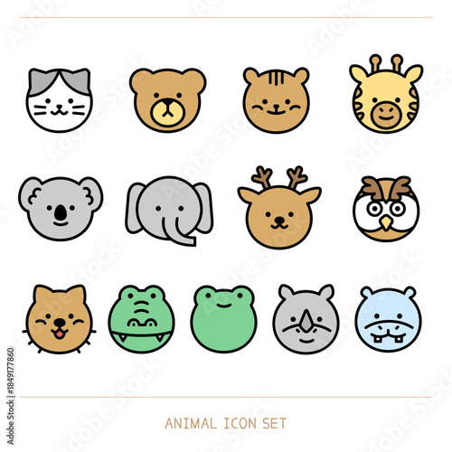 동물 얼굴 아이콘 세트
