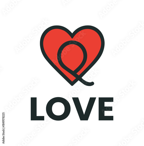 Heart logo with a black ribbon loop symbolizing love and awareness.