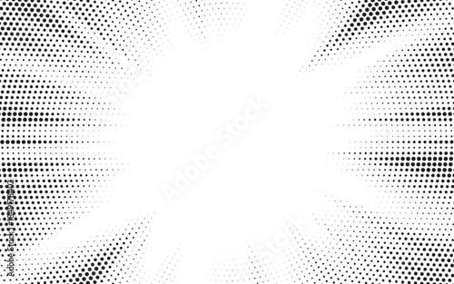Halftone texture dot radial background, cartoon comic retro pop art dot border, halftone shadow