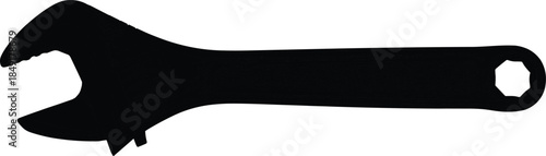 Adjustable wrench silhouette isolated on white background hand tool for repair maintenance engineering mechanical workshop industrial use