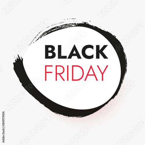Minimalist Black Friday sale sticker with red outline and abstract shape