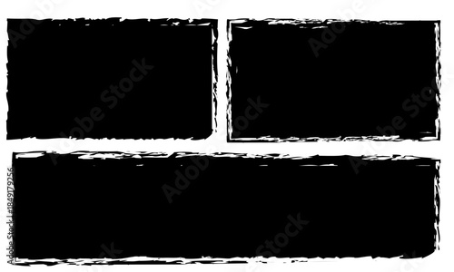 Text box frame brush rough crayon shape set. Hand drawn crayon grunge brush square rectangle border. Text box frame rough grunge rectangle paint shape element.