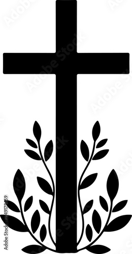 Crucifixion of Jesus Christ with Crosses and Sacred Doves Silhouette