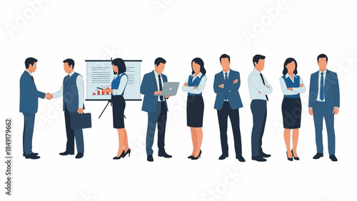 Diverse professionals interacting in a modern office environment during a presentation