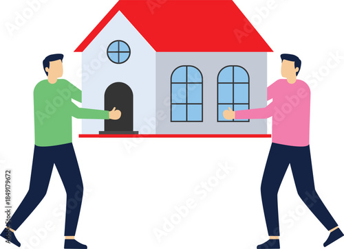 House in hand, product presentation. Businessmen offer Assets on hand ready to doing ok gesture with thumbs up.

