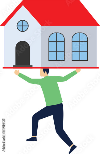 House in hand, product presentation. Businessmen offer Assets on hand ready to doing ok gesture with thumbs up.

