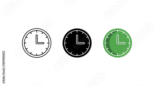 Three simple clocks in monochrome