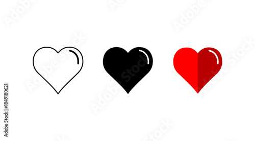 Three hearts in different colors