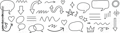 A collection of various black line drawing symbols and shapes