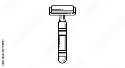 A classic double-edged safety razor illustrated in a clean and simple black and white line art style on a white background.