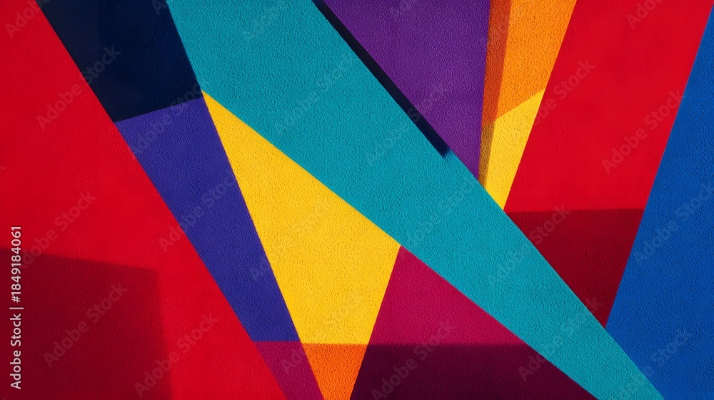 Obraz premium Geometric Abstraction - A Vibrant Composition of Intersecting Shapes and Bold Colors.