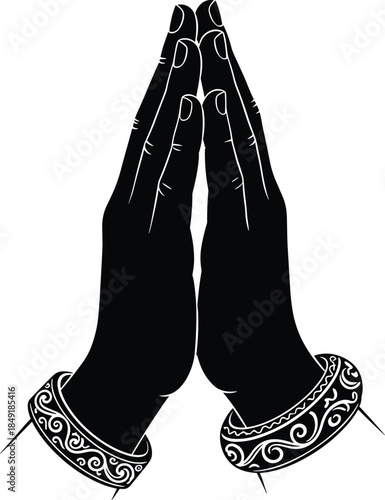 Praying hands illustration symbolizing worship and reverence in religion or faith graphic design element background vector graphic
