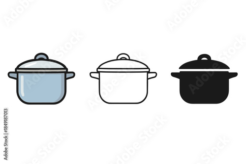 Three different styles of cooking pots shown side by side for comparison