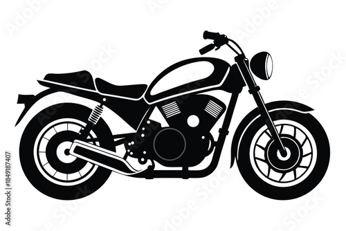 motorcycle silhouette line art vector illustration