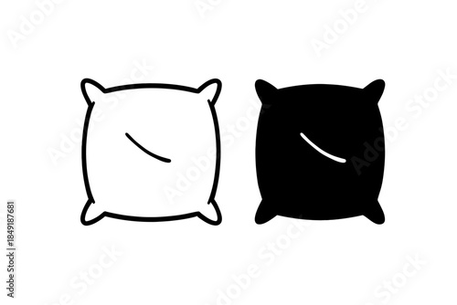 Simple black and white pillow icons for design and illustration purposes