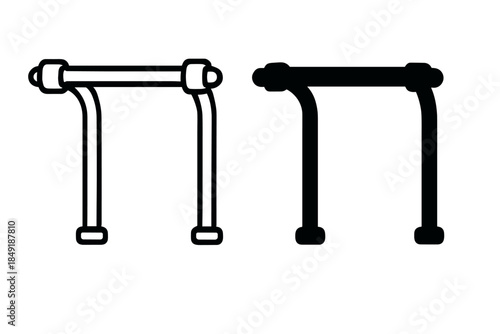 Two simple icons of parallel bars, one outlined and one solid black