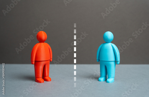 Tableau sur toile Two people separated by a white line