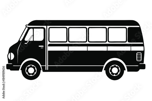 minibus silhouette line art vector illustration