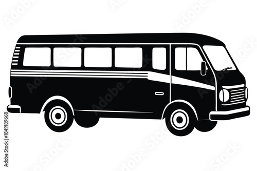 minibus silhouette line art vector illustration