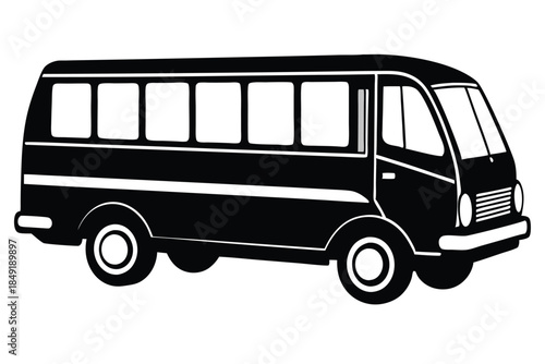 minibus silhouette line art vector illustration