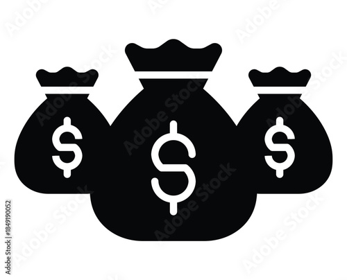 Three Money Bags with Dollar Signs for Financial Concepts and Business Use